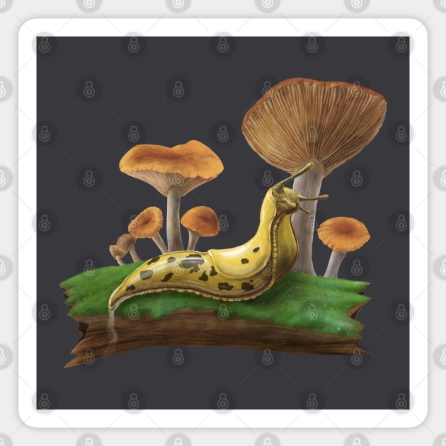 banana slug with mushrooms Magnet by ElementalEmbers